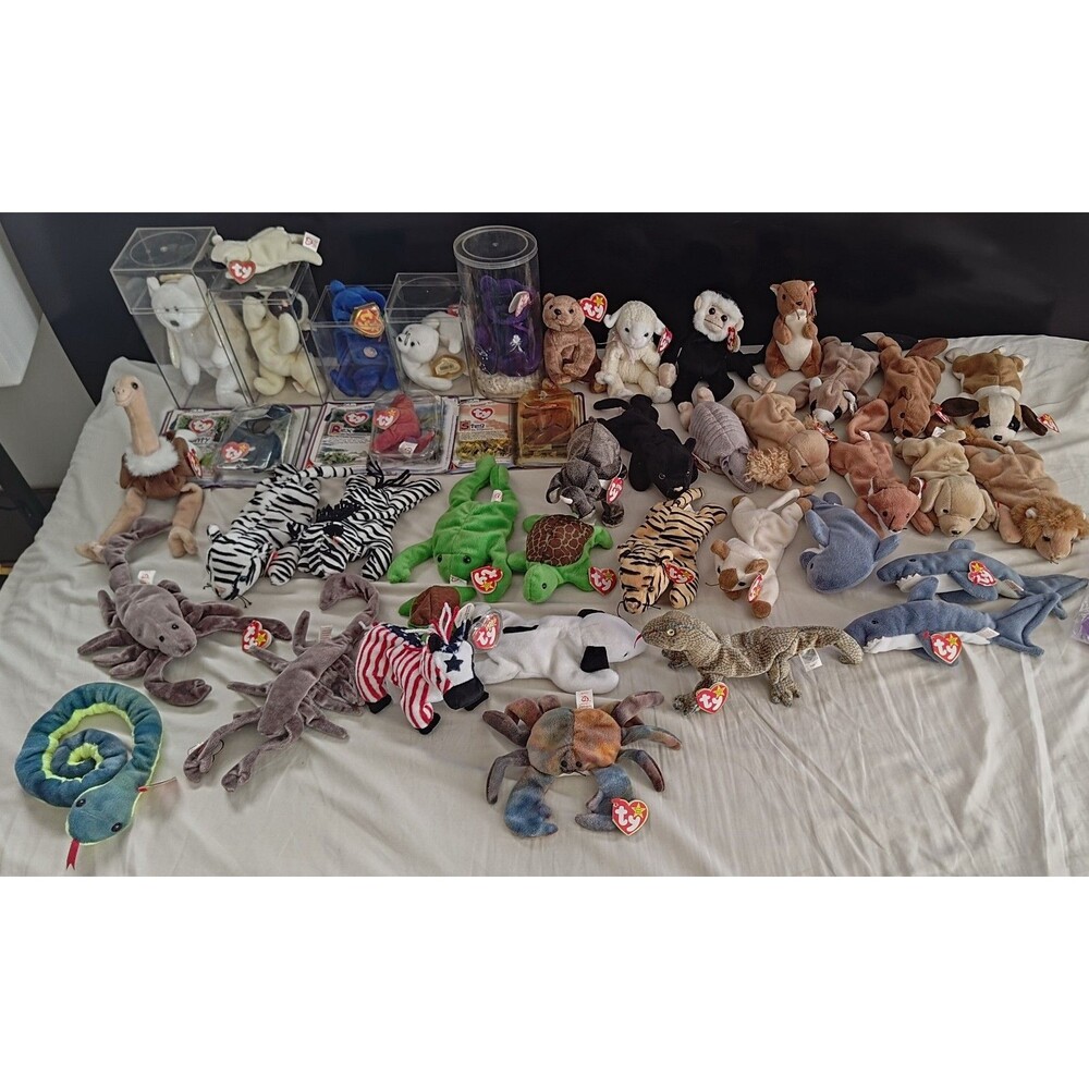 Large Collection 42 Ty Beanie Babies Assorted Rare Tags highly Collectible